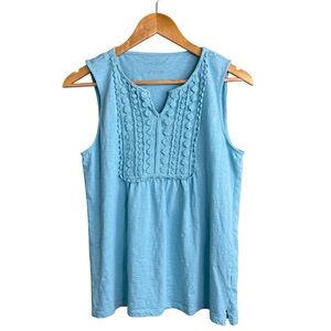 Talbots Blue Sleeveless Top Lace Detail Women’s Size M EUC